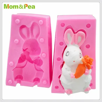 Mom&Pea MPA1823 Coelho em Forma de Molde de Silicone, a Decoração do Bolo Fondant de Bolo 3D Molde de qualidade Alimentar