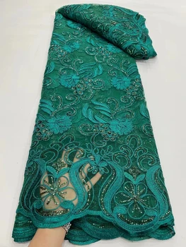 NDPN149 cor Verde Africano líquida rendas com paetês,olhando agradável bordado francesa, tule tecido do laço para a festa/vestido de noiva