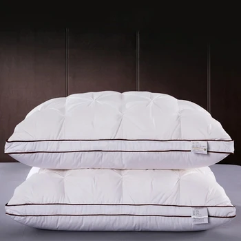Ganso Dormir Almofadas de Tecido de Algodão Macio de penas de Ganso e Cheia 48*74 cm de Hotel Home Quarto Cama de Almofadas