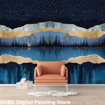 Personalizado Murais, Cartazes Decoração Azul Murais Decorativos Imprime Imagens Para A Pintura De Paredes Posrers Elk Veados Da Floresta Ilustrações