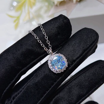 WPB Original Design de Diamante Azul Pingente de Colar de Espumante com Alto teor de Carbono Colar de Diamantes Mulheres de Jóias de Luxo de Presente Parte Festiva