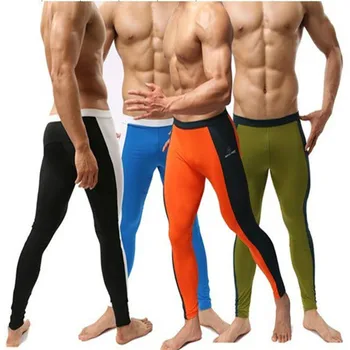 Homens De Calças De Elasticidade Apertadas Calças De Cintura Baixa Sexy Long John Leggings Esportes Fitness Execução Yoga Nadar Cavallari
