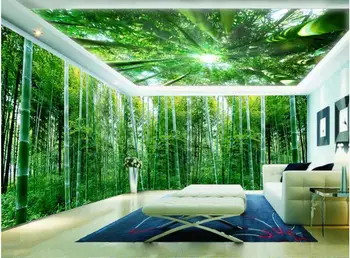 Sala 3d papel de parede personalizado com foto Fresco floresta de bambu cenário repleto casa de parede decoração home 3d murais de parede papel de parede para parede 3 d
