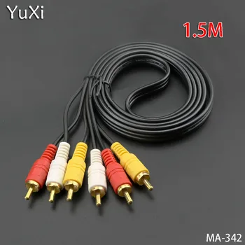 YuXi 3RCA Macho para 3 RCA Macho Composto de Áudio e Vídeo Cabo AV Plug 3X RCA cabo de áudio Varejo & Atacado 1,5 M 3M 5M substituir