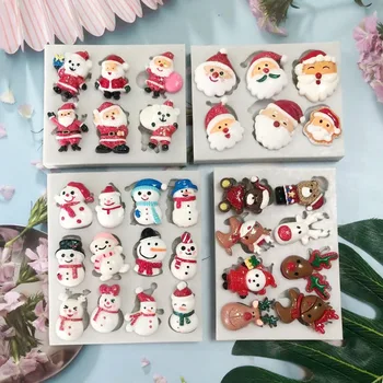 Nova Natal Fondant Molde de Silicone DIY Elk Boneco de neve de Chocolate Férias Cookie de Decoração do Bolo de Biscoito Assando Molde
